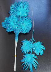 Frunze decorative palmier albastru deschis cu sclipici - 12 buc/set